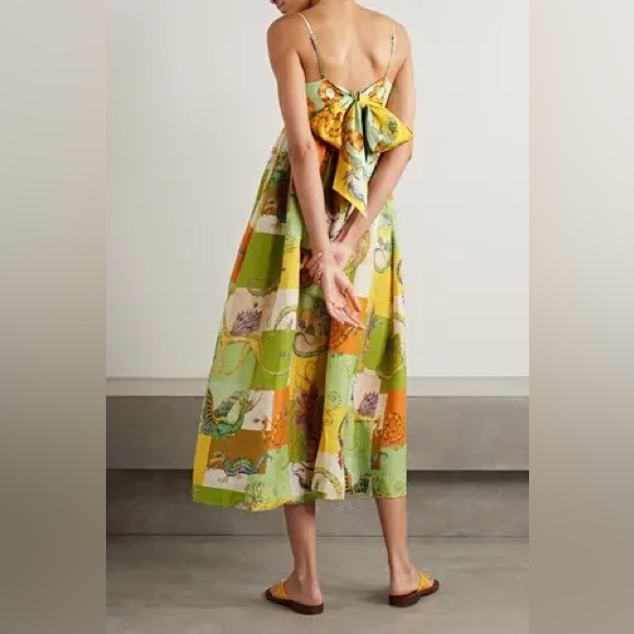 NWOT Alemais Jerome Patchwork Linen Midi Dress US Size 6 - Picture 3 of 9